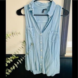 Denim button down tank top